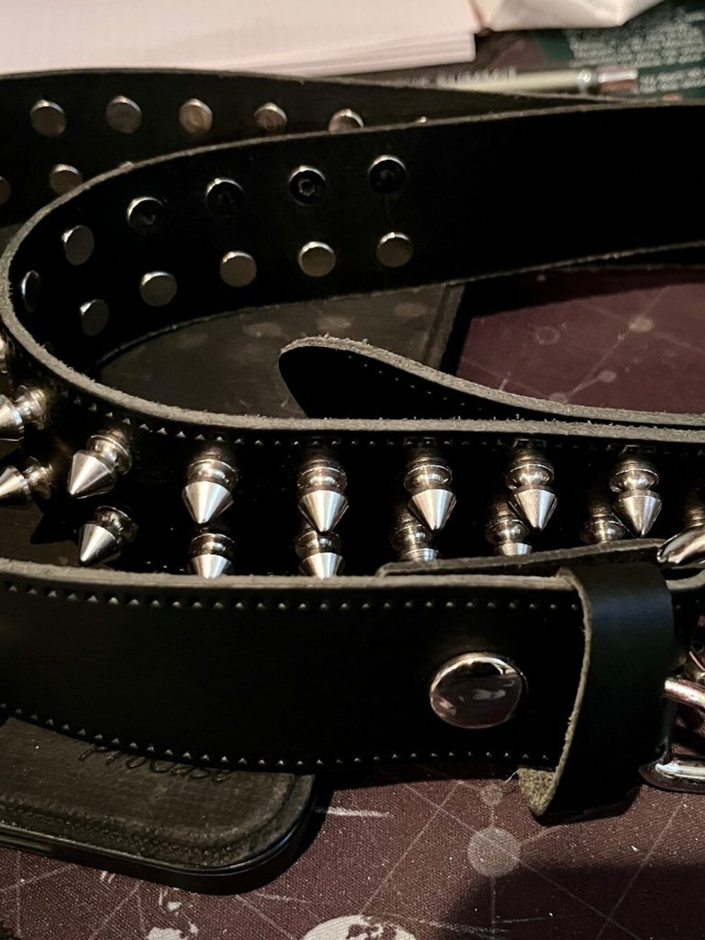 NWOT Real Leather British Double Row Cone Belt Size L